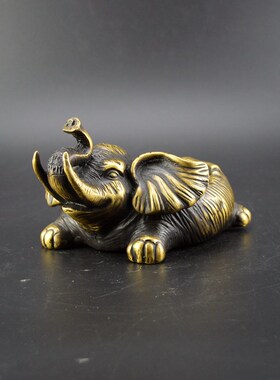 黄铜覆古铜器大象烟灰缸桌面摆设D摆件工艺品创意客厅办公室书房