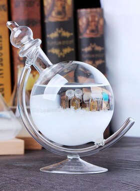 品摆件地球仪家居工艺o轻奢酒柜装饰办公创意玻璃旋转天气预报瓶