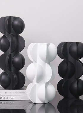 简约现代轻奢树脂花器摆件酒店会所售楼处样板P房桌面软装饰品摆