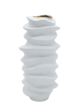 现代家居样板间客厅插干花装饰品白色陶瓷花瓶摆T件螺旋纹异形花