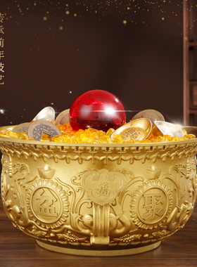 极速纯铜聚宝盆j摆件客厅家居玄关店铺办公室装饰品铜工艺品开业