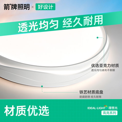 箭牌卧室灯2025新款护眼灯高亮主卧灯具简约现代房间灯led吸顶灯 - 图2