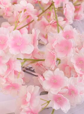 仿真樱花枝婚庆梨花桃花树塑料假花藤条装饰悬吊式天花板绢花室内