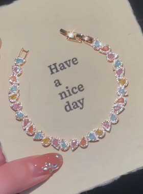 爆闪多巴胺彩色水滴锆石手链饰品