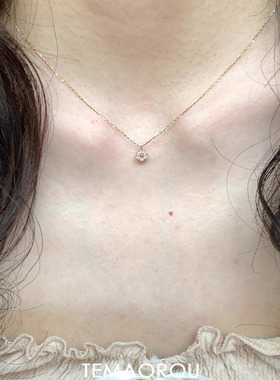 冷翠冰花金色满钻mini四叶花项链