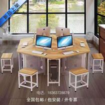 School Room Micro-Machine Room Computer Desk Double Pentagonal Hexagon Experimental Training Exam Desk Square Customize