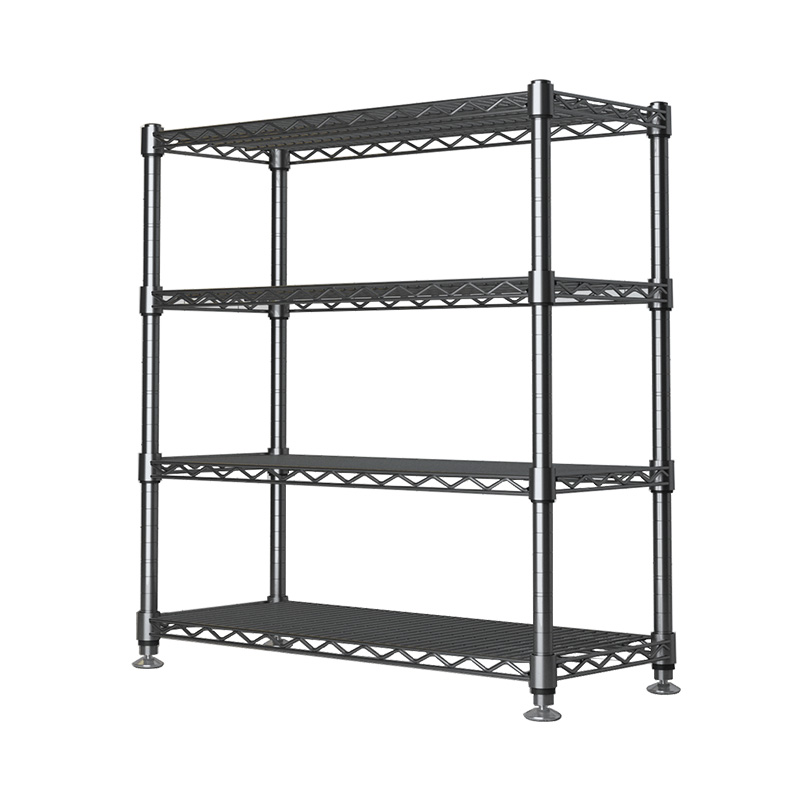 4厨房不锈钢色网格置物架阳台花架客厅储物架四层可调节镂空货架 - 图3