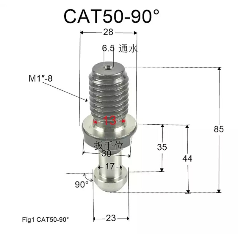 CAT30刀柄拉钉 CAT30-45&deg; 1/2-13英制螺纹 M12*1.75P公制 - 图3