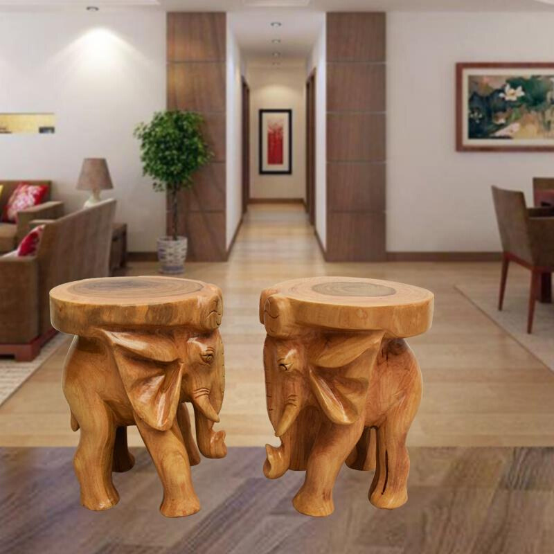 实木象凳子大象墩香樟木整体根雕摆件招财动物板凳客厅换鞋凳原木-图2
