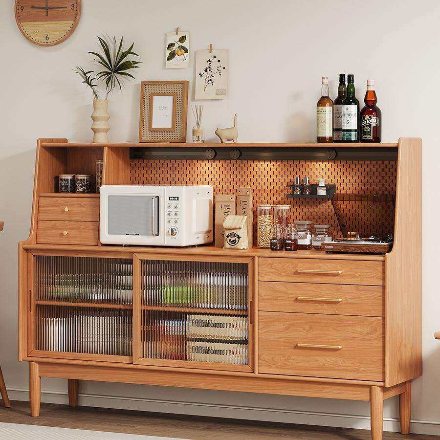 实木餐边柜日式茶水柜北欧多功能客厅一体储物柜原木边柜靠墙橱柜,淘宝优惠券,粉丝福利购,淘宝优惠卷