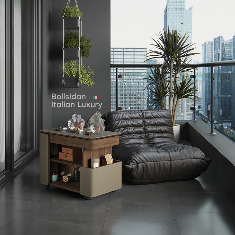 意式升降小茶几可移动小推车客厅沙发侧边柜巴士边几阳台茶桌茶台 - 图3