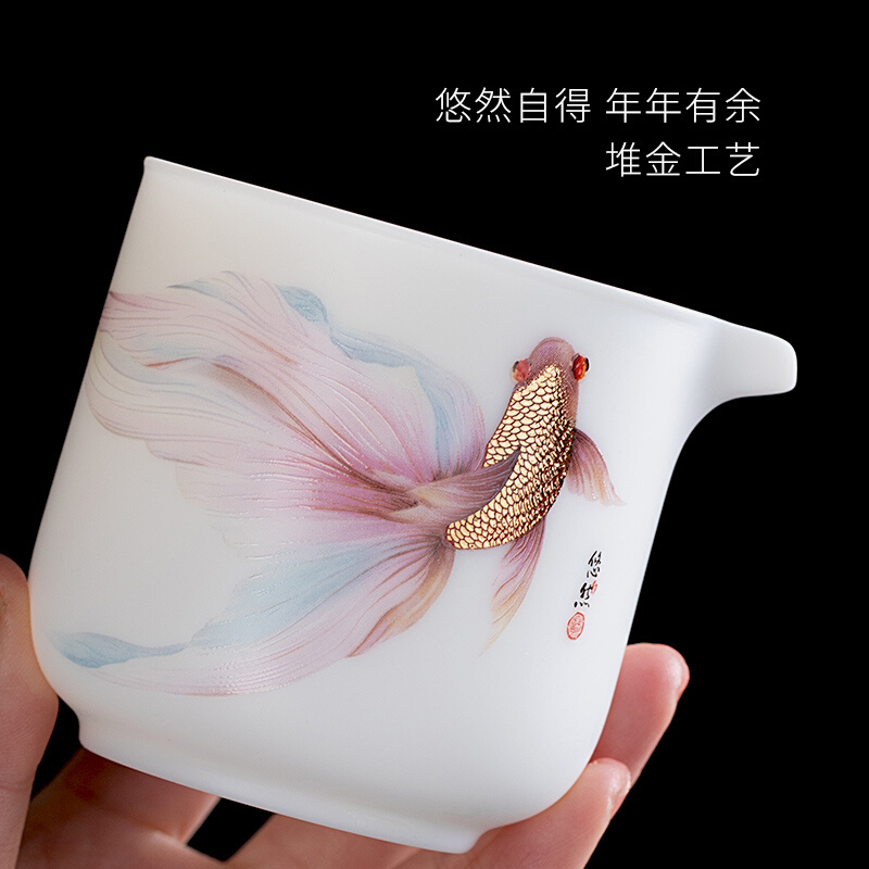 妙莲天香【悠悠自得】旅行茶具高档描金羊脂玉瓷快客杯便捷茶具包 - 图2