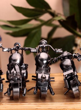 新品铁艺摩托车模型摆件怀旧金属质感创意情侣节日男朋.友礼物毕