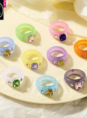 极速Hot sdale inlaid diamond resin index finger Knuckle ring