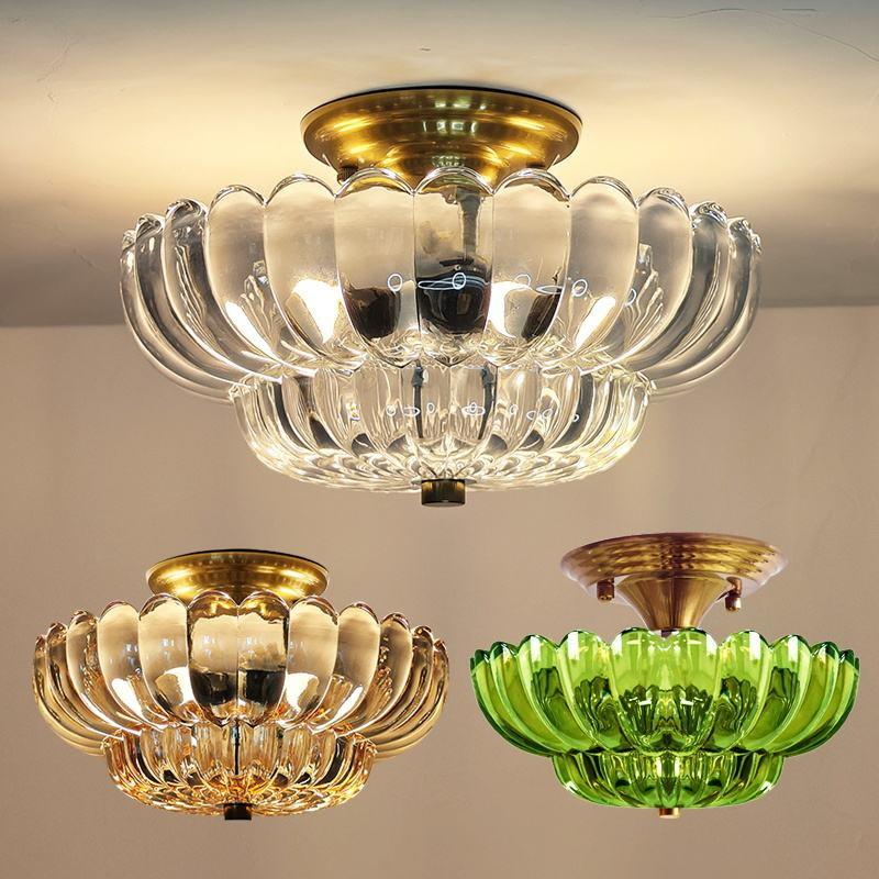 茶色玻璃罩吸顶灯简美欧美外贸出口美式简约复古玄关卧室阳台灯具 - 图1