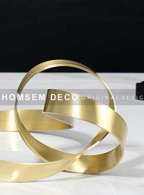 简约现代手工缠绕几何纯铜纸镇摆件样F板房轻奢软装饰品售楼处摆