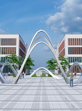 户外大型不锈钢雕塑铁艺皇冠w造型发光落地摆件定制抽象创意金属