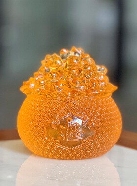 琉璃钱袋有钱招财摆件o客厅玄关财位聚宝盆代代有财装饰品高档送