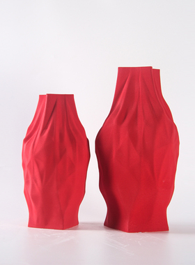 现代简约喜庆红色陶瓷花瓶摆件样板房间售楼处酒T店客厅花器装饰