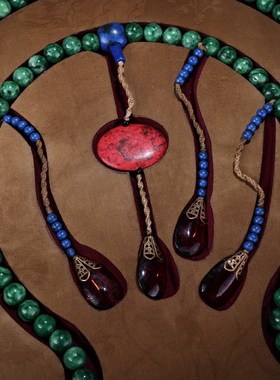 古玩珍品旧藏收珍贵清代翠玉朝珠一条配老刺N绣盒子收藏品送礼佳