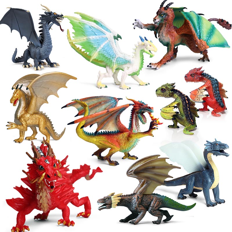 中国神龙神话飞龙玩具远古西方魔兽龙三头龙恐龙凤凰模型仿真动物-图3