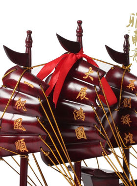 木雕工艺品龙舟船一帆风顺帆船客厅模型摆件木质玄关W进门酒柜装