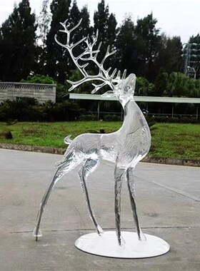 透明树脂水晶鹿艺术创意梅花鹿装饰摆件酒店别P墅小区大堂地产雕