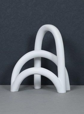 几何拱形摆件现代简约轻奢创意树脂样板房售楼处软装W家居饰品装