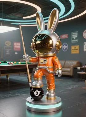 黑八科技兔台球公仔玻璃纤维雕塑门店俱乐部酒吧会所电竞引流大摆