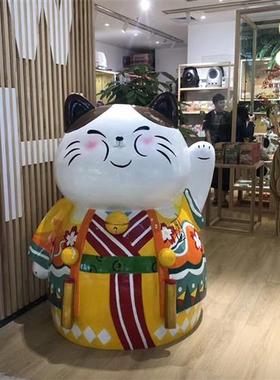 店铺大门口商场美陈大型吉祥物公仔玩偶招财猫卡通玻璃钢雕塑定制