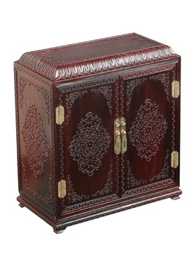赞比亚血檀d收纳柜西番莲如意纹红木中式桌面储物柜文玩置物柜子
