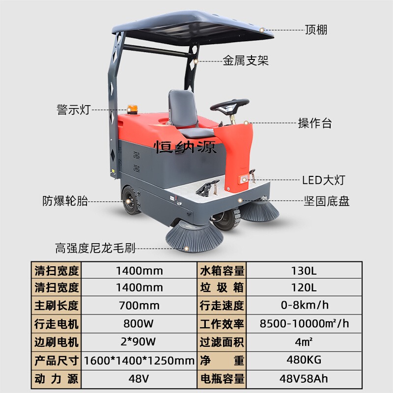 电动驾驶式扫地车吸尘扫地机垃圾清扫车工厂物业小区用户外环卫车-图0