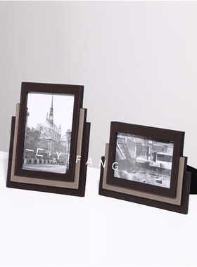 一匚轻奢现代皮革桌面相框样板间酒店民宿家居R床头柜书柜装饰摆