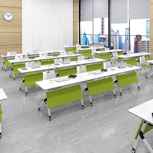 折叠培训桌椅组合多功能移动拼接智慧教室团辅六边形圆长条会议桌 - 图2