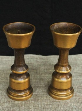 古玩杂项收藏精工纯铜烛台一对 家居装饰摆件工艺品X摆件古董摆件