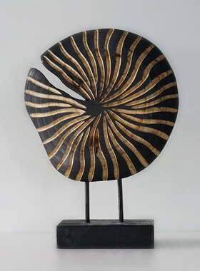 香樟木艺b术摆件黑色简约实木泡桐摆饰样板间餐厅客厅玄关摆件装