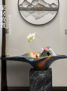 简约现代室内喷泉摆件风家居客z厅大型流水别墅入口客厅落地轮换