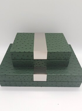 现代简约新中f式绿色鸵鸟皮纹收纳首饰盒摆件样板间衣帽间妆台饰