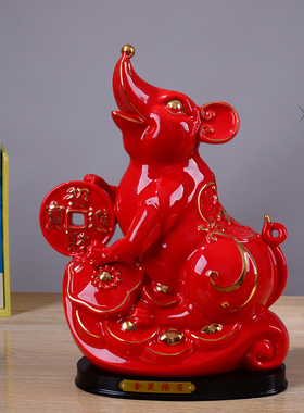 陶瓷创意十二生肖动物鼠摆件招财吉祥G动物风水家居办公摆设工艺