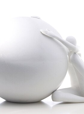 现代轻奢样板房角几抽象人体球上艺术雕塑售楼Q处大堂边柜创意摆