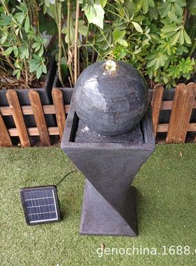 新款扭曲线条型创意流水喷泉园林家庭室内户外庭院太阳能摆件-3