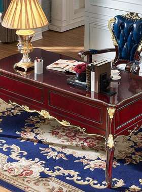 欧式书桌红檀色简约实木卧室写字台小户型书房电脑桌办公桌学习桌