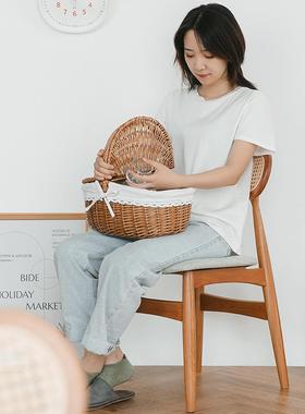 浩益佳与尔餐椅北欧实木餐椅靠背椅办公椅藤编学习椅日式餐桌椅子