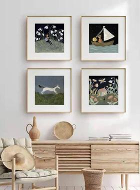 现代简约人物插图艺术客厅餐厅装饰画小众文艺范书房挂画儿童房画