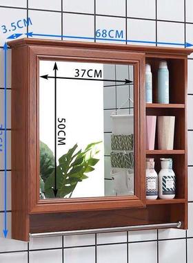 卫生间镜子带置物架储物镜柜碳纤维浴室单独镜柜挂墙式