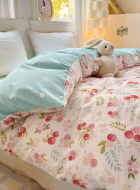 小清新田园风四件套全棉纯棉四季款被套单品被罩床单床笠款床包组