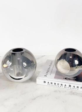 轻奢烟灰色花瓶样板间客厅桌面花插摆件玄关花器家居现代软装饰品