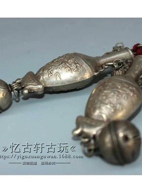 古玩杂项古董收藏工艺品仿古老旧白铜花瓶