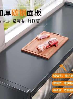 厨房置物架落地多层收纳柜子微波炉家用带门多功能橱柜防尘储物柜