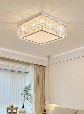 现代轻奢客厅吸顶灯大气方形大厅主灯2023新款创意树叶卧室水晶灯